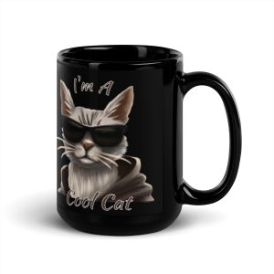 Cool Cat 004 "I'm a Cool Cat" Black Glossy Mug
